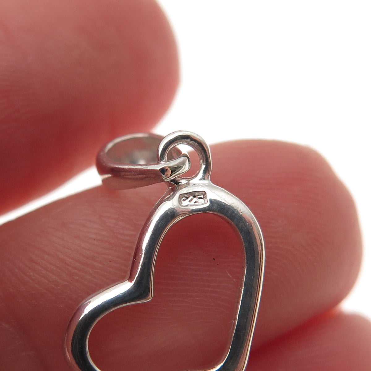925 Sterling Silver Vintage Open Heart Mini Charm Pendant