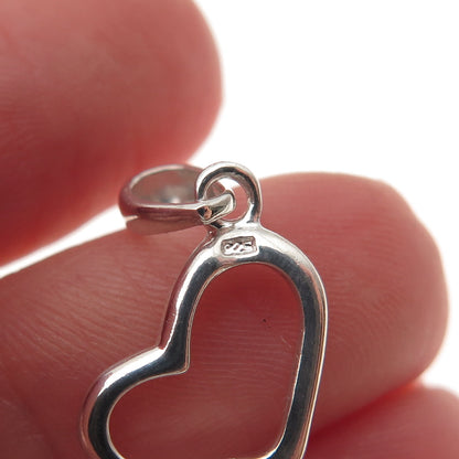 925 Sterling Silver Vintage Open Heart Mini Charm Pendant