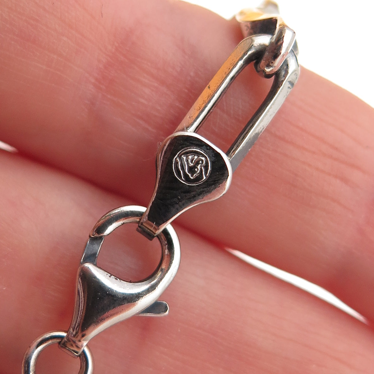 925 Sterling Silver Vintage Italy Paperclip Anchor Link Bracelet 8"
