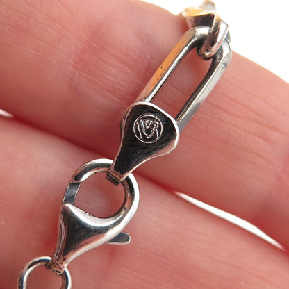 925 Sterling Silver Vintage Italy Paperclip Anchor Link Bracelet 8"