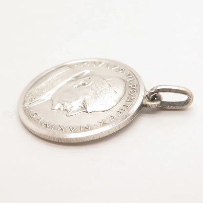 800 Silver Vintage Roma Pope Paulus VI Pontifex Max. Medal Pendant