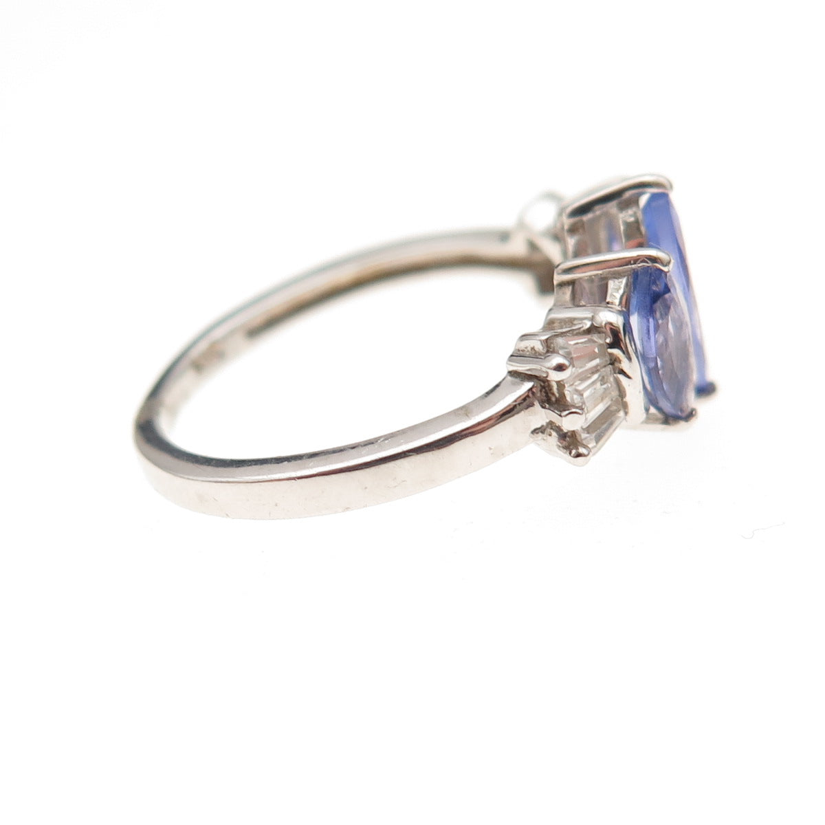 Chuck Clemency 925 Sterling Silver Real Tanzanite & White Topaz Ring Size 5