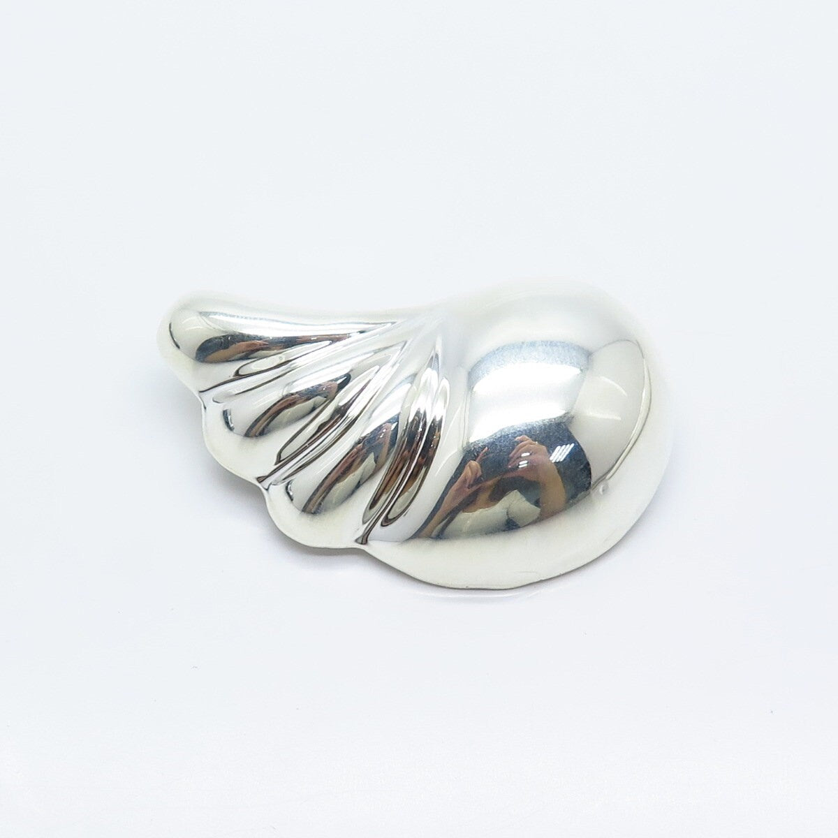 925 Sterling Silver Vintage Mexico Ribbed Shell Pin Brooch