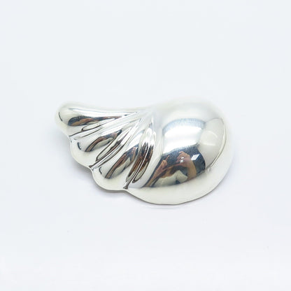 925 Sterling Silver Vintage Mexico Ribbed Shell Pin Brooch