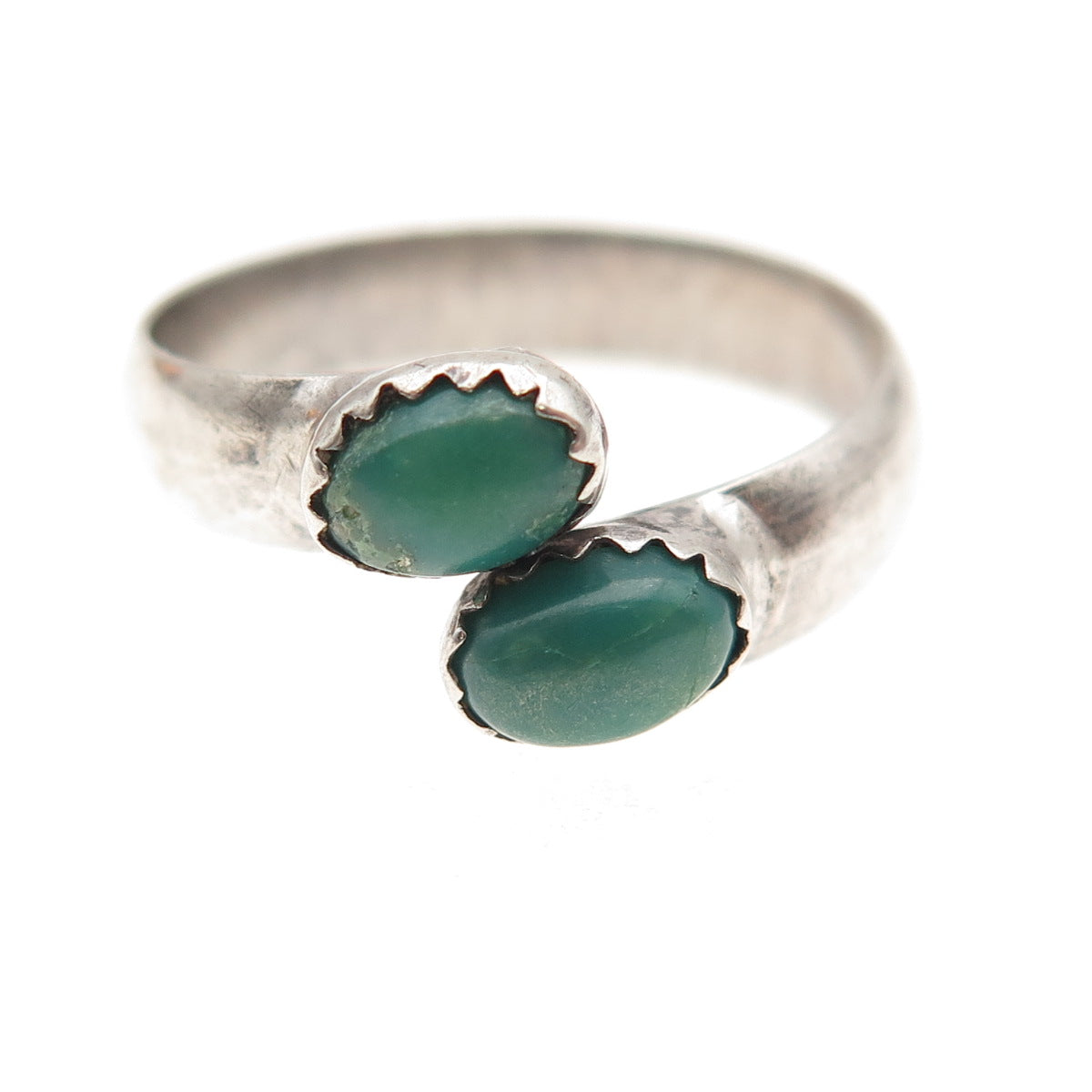 Old Pawn 925 Sterling Silver Vintage Turquoise Adjustable Bypass Ring Size 7.25