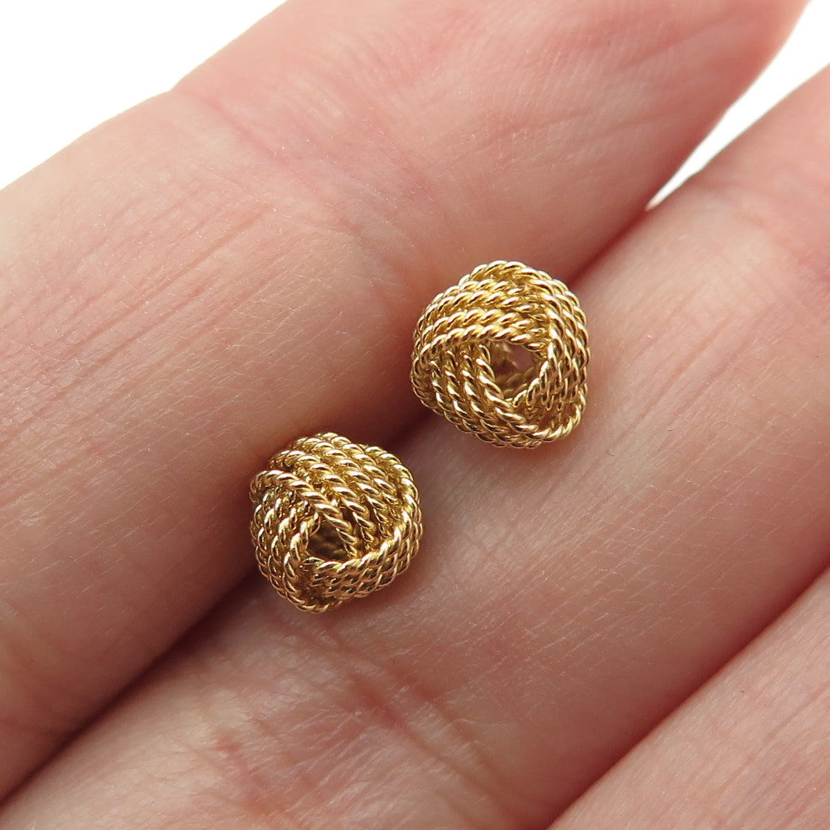 925 Sterling Silver Gold Plated Twisted Knot Stud Earrings