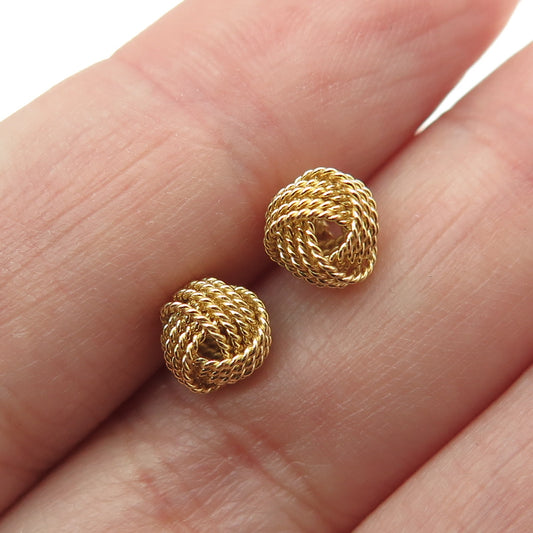 925 Sterling Silver Gold Plated Twisted Knot Stud Earrings