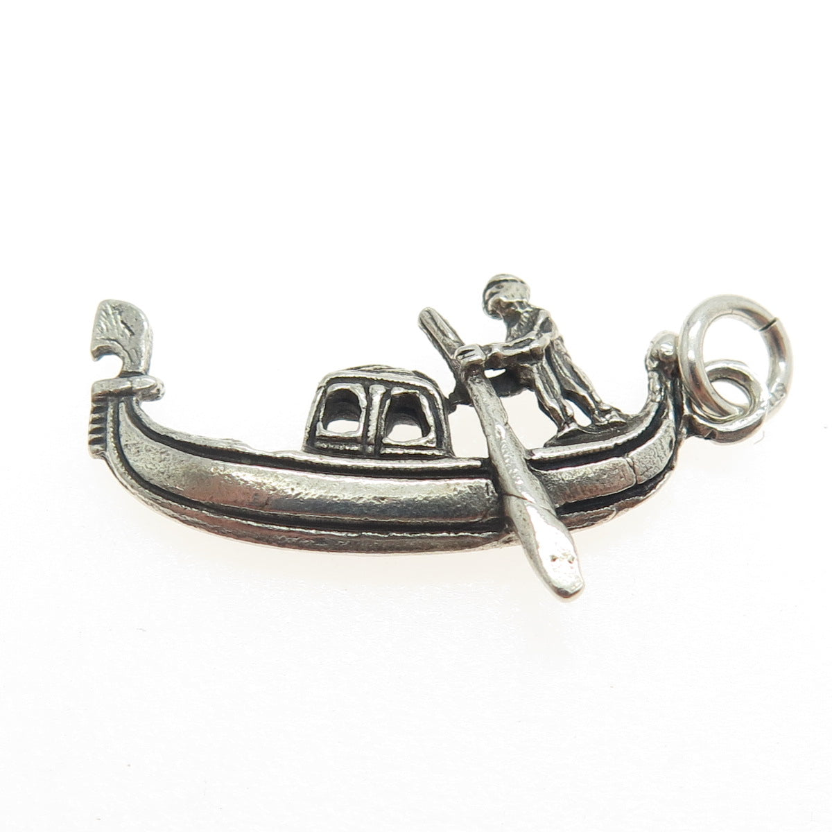 835 Silver Vintage Venetian Gondola 3D Pendant