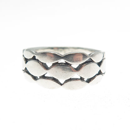 925 Sterling Silver Vintage Marquise-Cut Link Ring Size 7.25