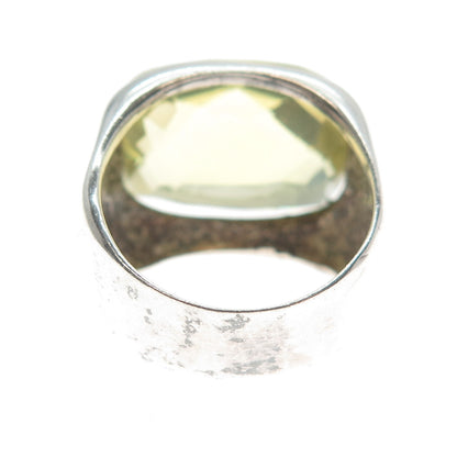 SOL 925 Sterling Silver Vintage Real Lemon Citrine Domed Oxidized Ring Size 7.75