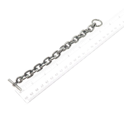 SLANE & SLANE 925 Sterling Silver Vintage Cable Link Oxidized Bracelet 6.25"