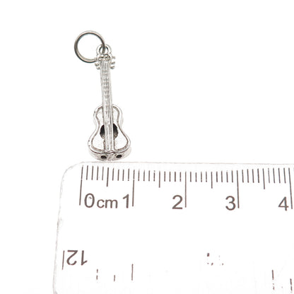 925 Sterling Silver Vintage Guitar Musical Instrument Charm Pendant