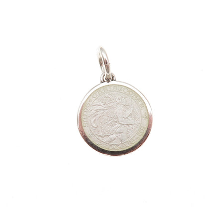 Charles Thomae 925 Sterling Silver Vintage Enamel St. Christopher Charm Pendant