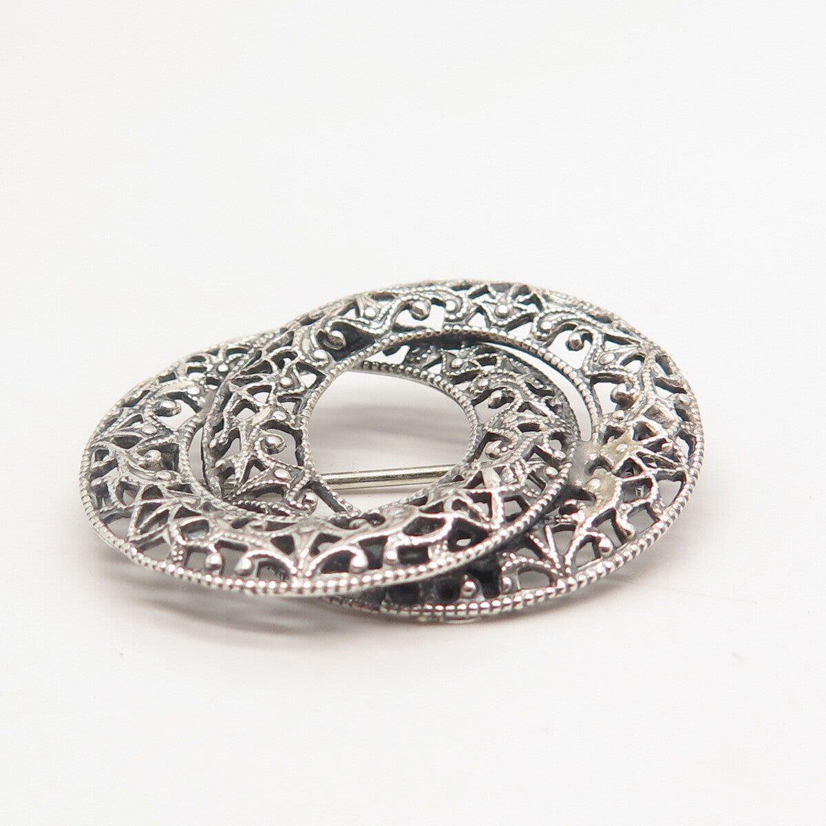 925 Sterling Silver Vintage Jewelart Ornate Pin Brooch