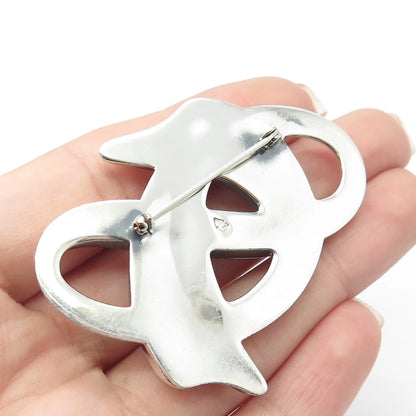 925 Sterling Silver Vintage Ribbon Bow Knot Pin Brooch