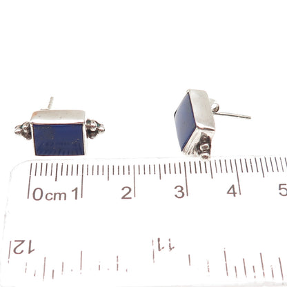 925 Sterling Silver Vintage Real Lapis Lazuli Beaded Earrings