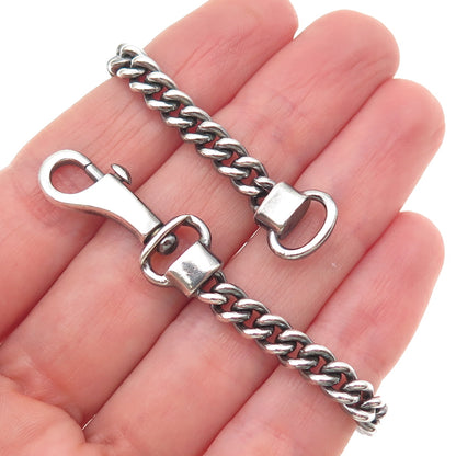 COACH 925 Sterling Silver Vintage Cuban Link Oxidized Key Chain 7.5"