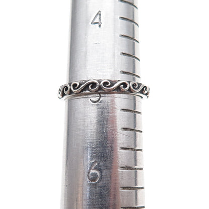 925 Sterling Silver Vintage Swirl Oxidized Band Ring Size 5