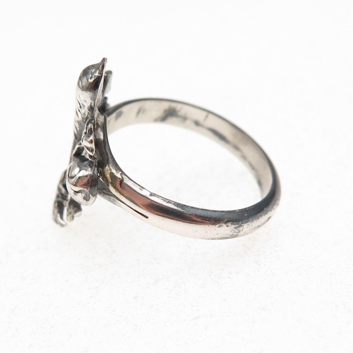 Michele 925 Sterling Silver Vintage Fleur de Lis Oxidized Ring Size 6.75