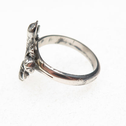 Michele 925 Sterling Silver Vintage Fleur de Lis Oxidized Ring Size 6.75