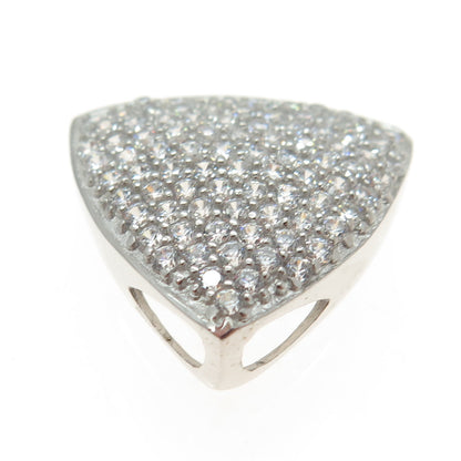 925 Sterling Silver Round-Cut C Z Sparkle Triangle Slide Pendant