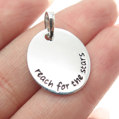 HAN 925 Sterling Silver "Reach For The Stars" Round Tag Charm Pendant