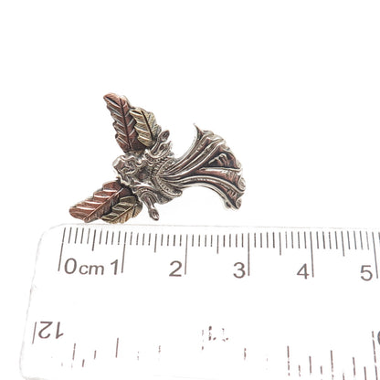 Coleman Co. 925 Sterling 12K Rose & Yellow Gold Vintage Guardian Angel Lapel Pin
