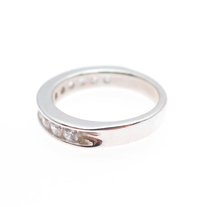 925 Sterling Silver Round-Cut C Z Half Eternity Band Ring Size 5