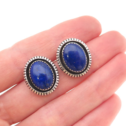 Old Pawn 925 Sterling Silver Vintage Southwestern Lapis Tribal Earrings