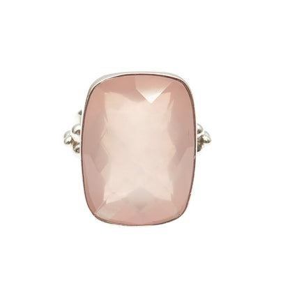 CID Clyde Duneier Sterling Silver Vintage Real Rose Quartz Modernist Ring Size 9