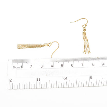 925 Sterling Silver Gold Plated Princess-Cut C Z Tassel Dangle Earrings