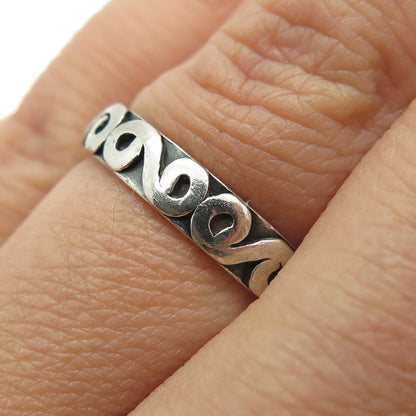 925 Sterling Silver Vintage Spiral All Around Band Ring Size 6.5