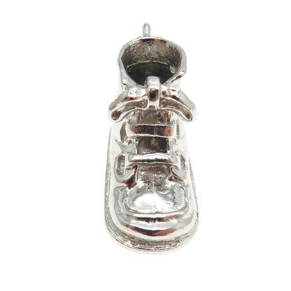 WELLS 925 Sterling Silver Antique Art Deco Boot Shoe 3D Charm Pendant