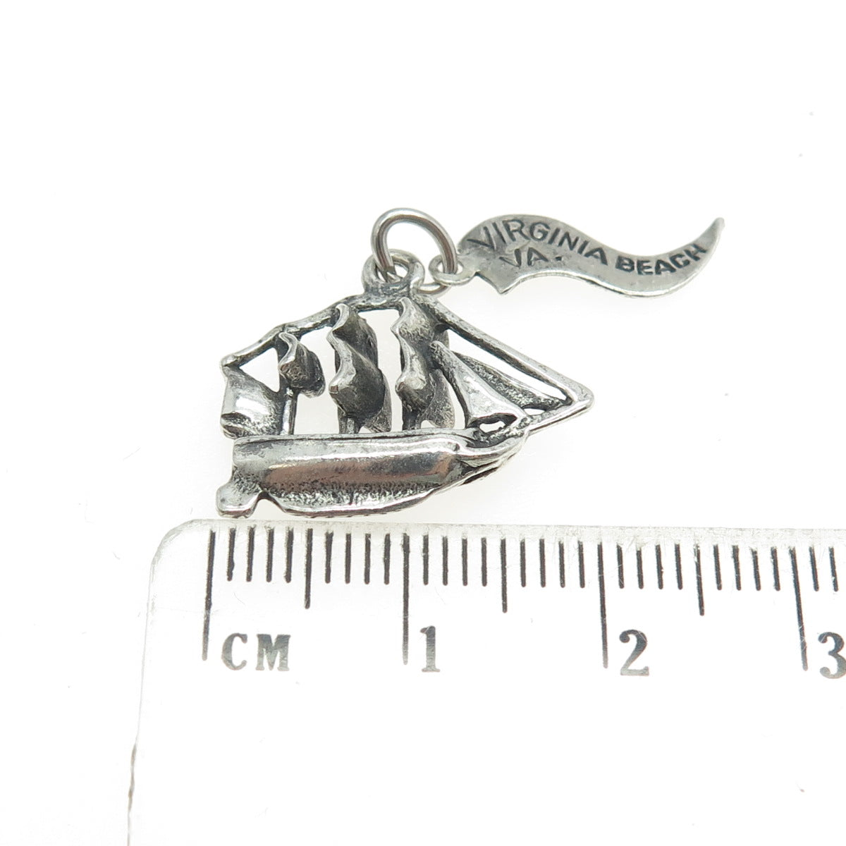 PACIFIC JEWELRY 925 Sterling Silver Vintage Virginia Beach Sailing Ship Pendant