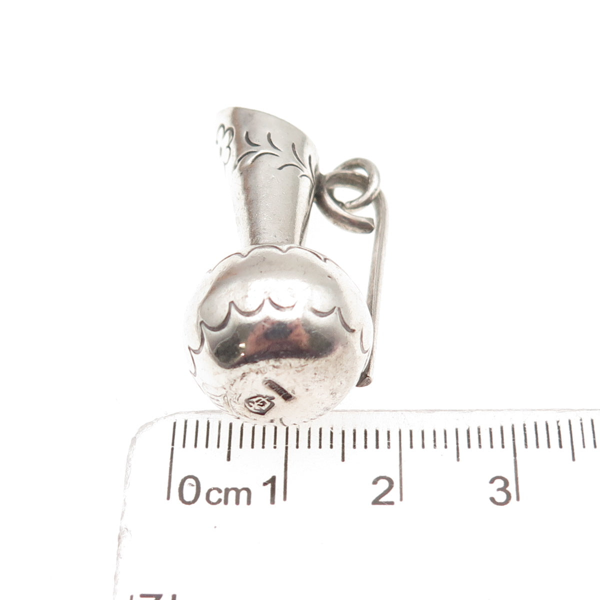 925 Sterling Silver Vintage Mexico Pitcher Oxidized 3D Charm Pendant