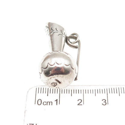 925 Sterling Silver Vintage Mexico Pitcher Oxidized 3D Charm Pendant