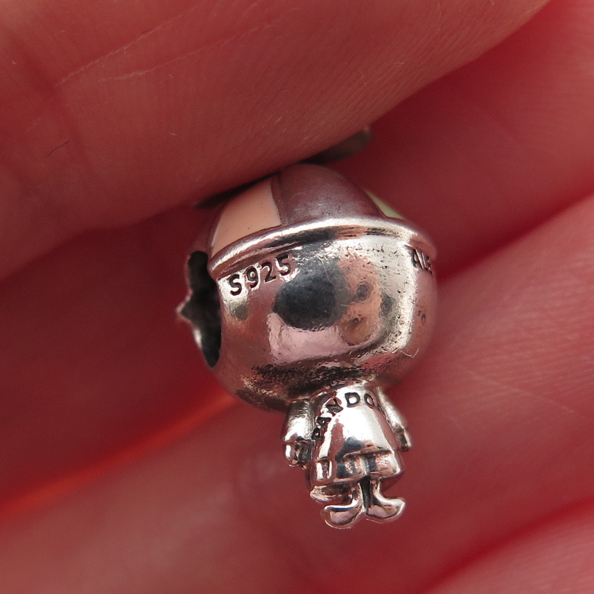 PANDORA 925 Sterling Silver Enamel Propeller Hat Boy Slide Bead Charm
