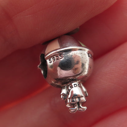 PANDORA 925 Sterling Silver Enamel Propeller Hat Boy Slide Bead Charm
