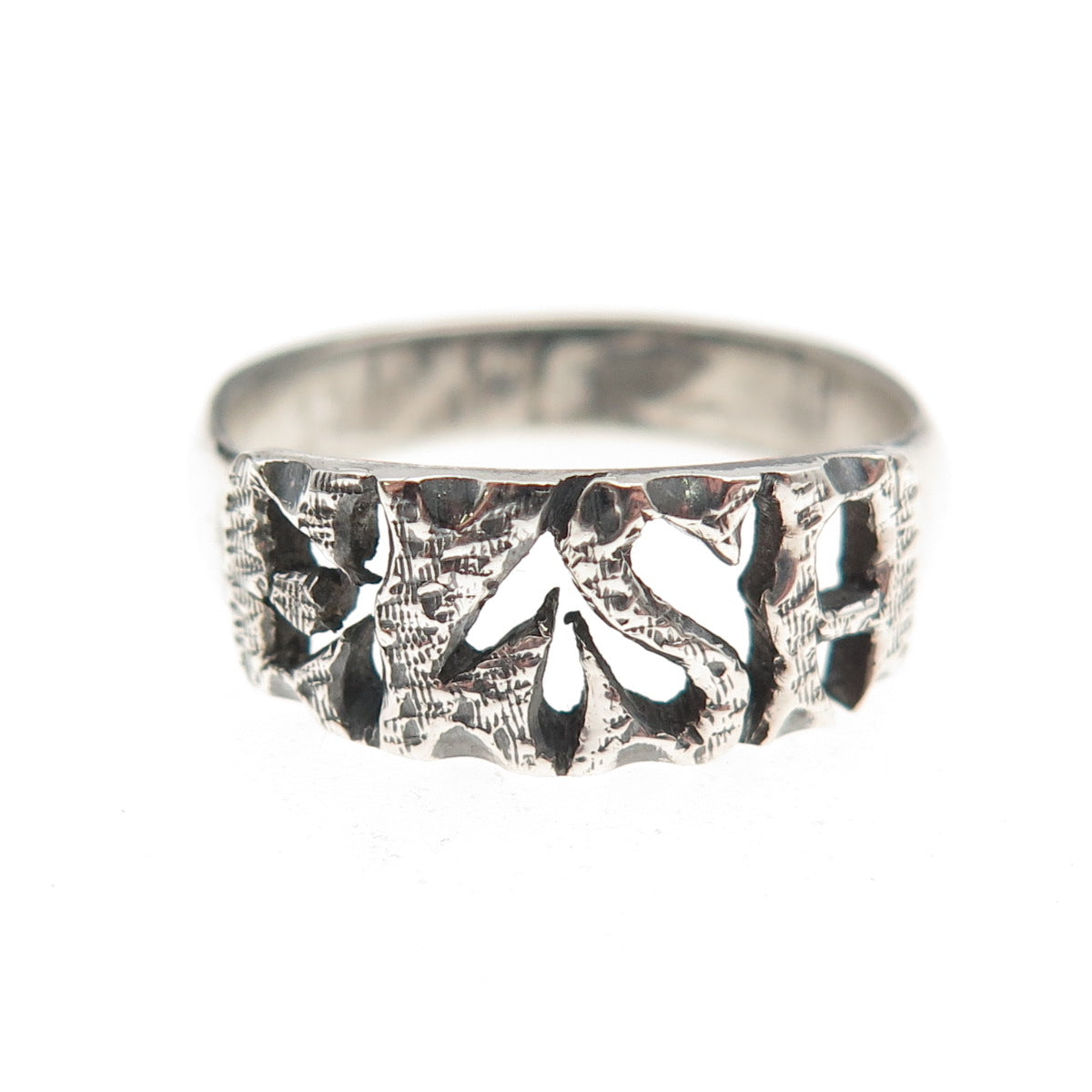 925 Sterling Silver Vintage Elsa Oxidized Name Ring Size 8