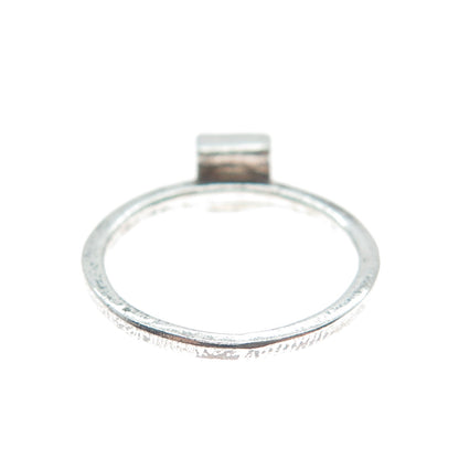 925 Sterling Silver Vintage Princess-Cut C Z Engagement Ring Size 5.25