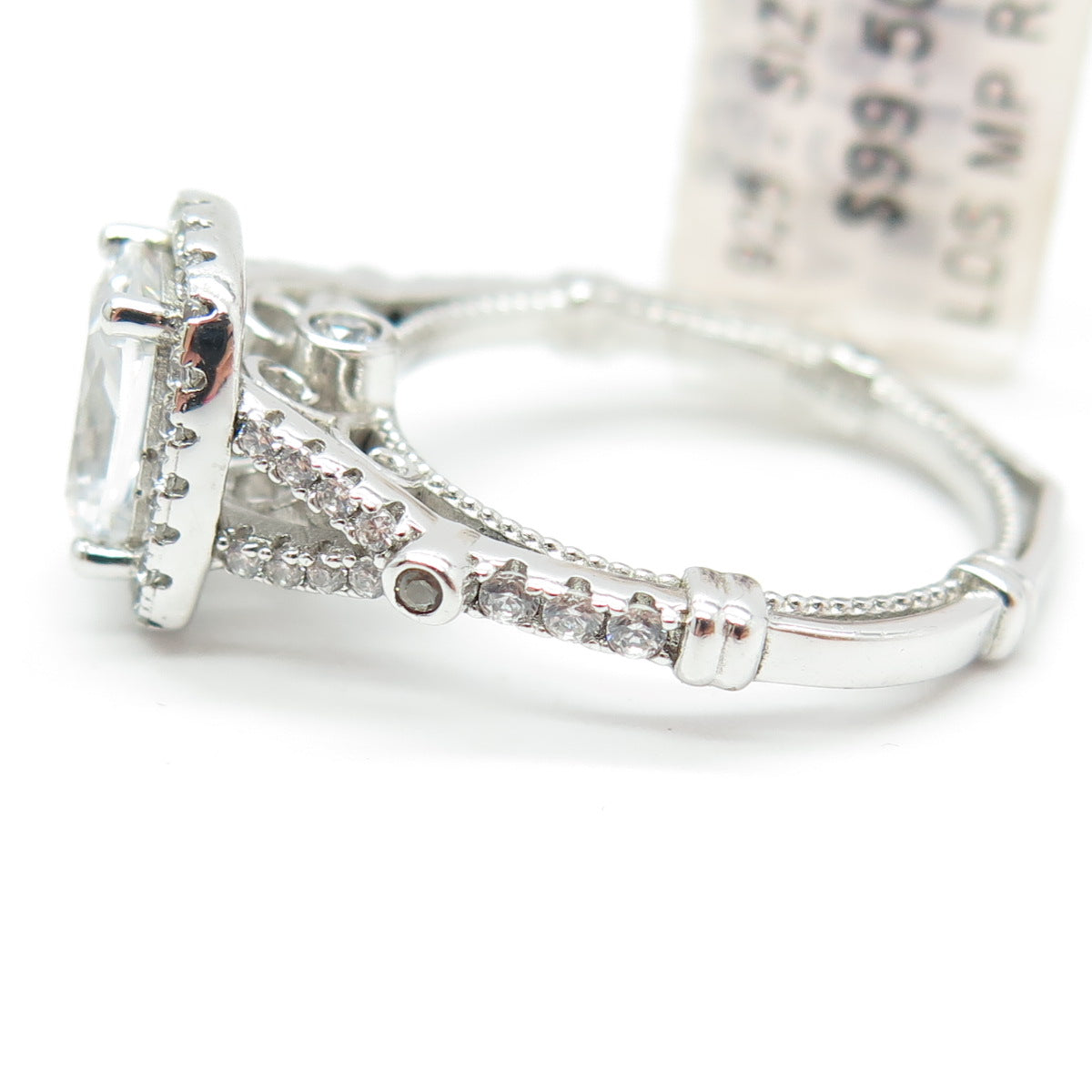 925 Sterling Silver Radiant & Round-Cut Shaped C Z Ring Size 7.25