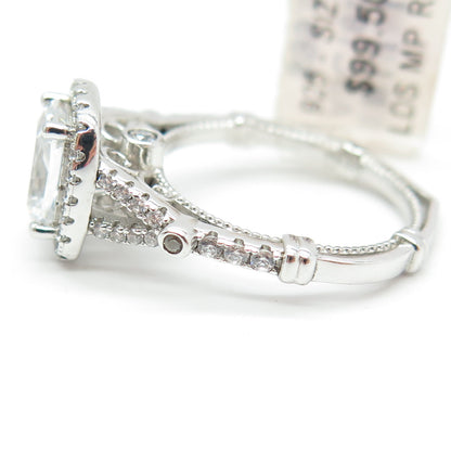 925 Sterling Silver Radiant & Round-Cut Shaped C Z Ring Size 7.25