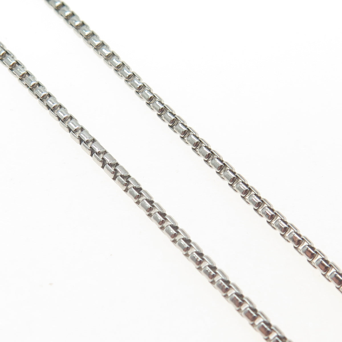 925 Sterling Silver Italy Round Box Chain Necklace 18"