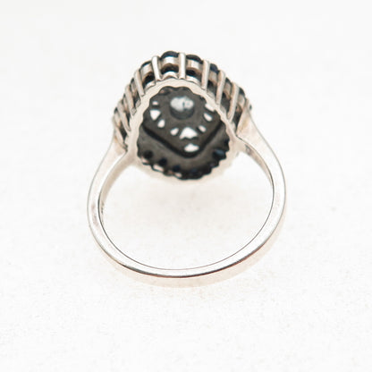 CNA Pranda 925 Sterling Silver Real Sapphire & Blue Topaz Ring Size 6