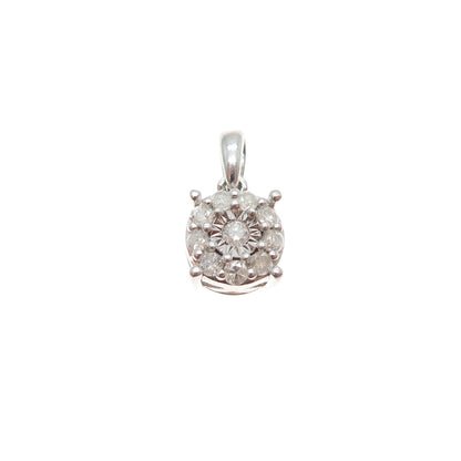 KRN KIRAN 925 Sterling Silver Real Round-Cut Diamond Minimalist Charm Pendant
