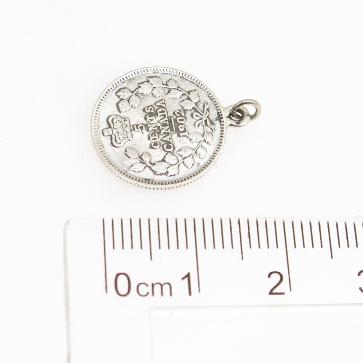 925 Sterling Silver Antique Canada 1902 King Edward VII 5 Cents Coin Pendant