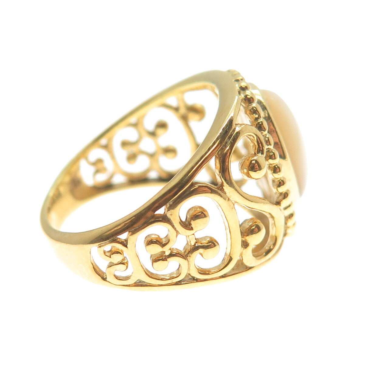RJ GRAZIANO 925 Sterling Silver Gold Plated Real MOP Ornate Ring Size 7
