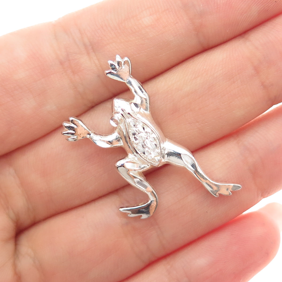 925 Sterling Silver Vintage Frog For Good Luck Slide Charm Pendant