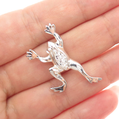 925 Sterling Silver Vintage Frog For Good Luck Slide Charm Pendant