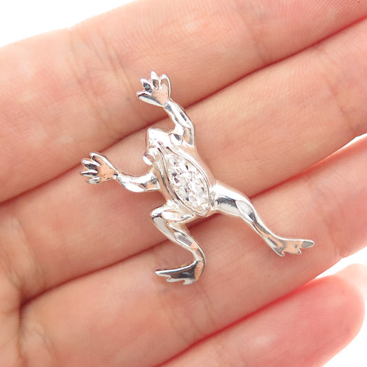 925 Sterling Silver Vintage Frog For Good Luck Slide Charm Pendant